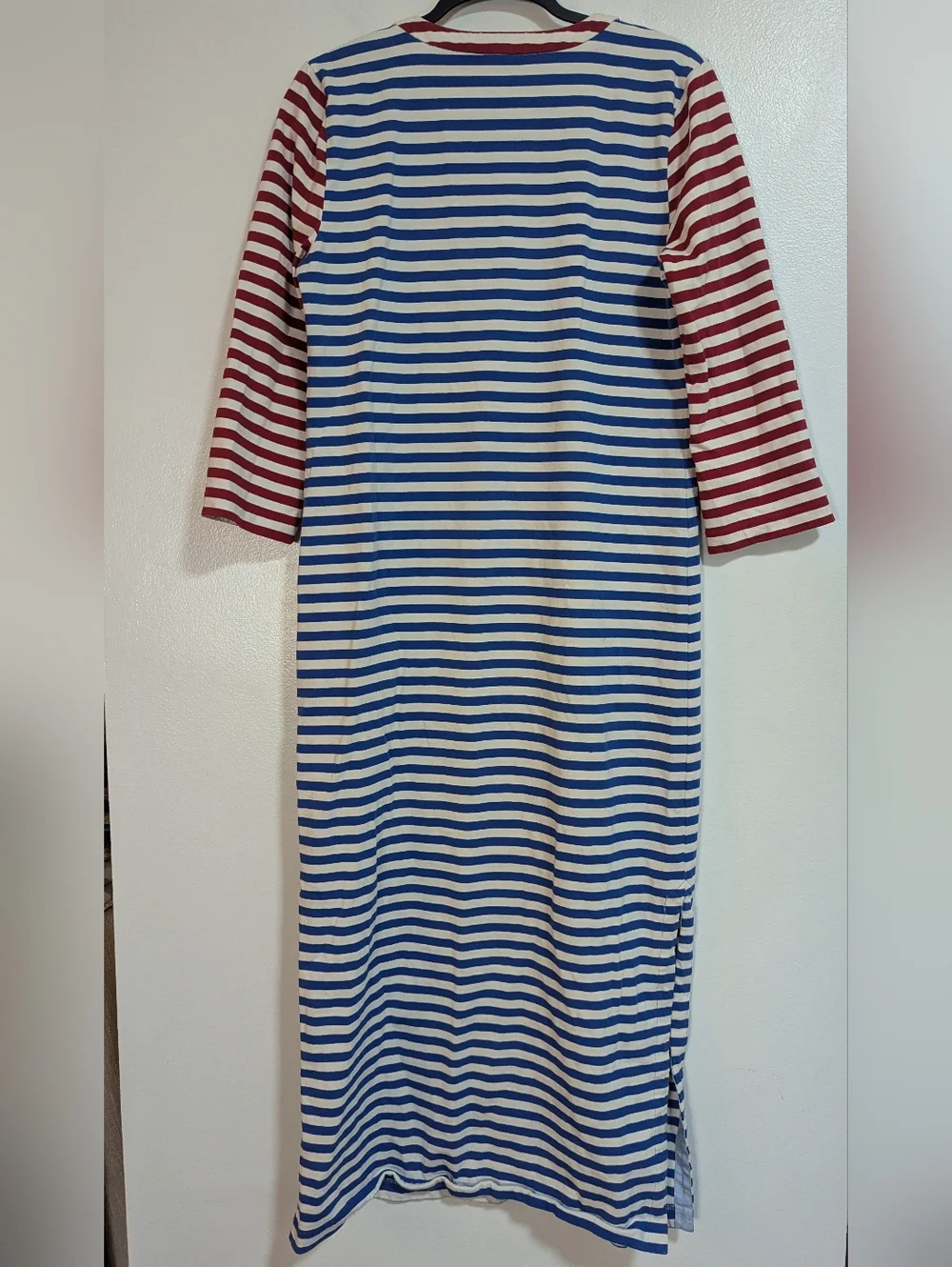 J.Crew Nautical Striped‎ Lace Up Maxi Dress | Red White & Blue Size Medium